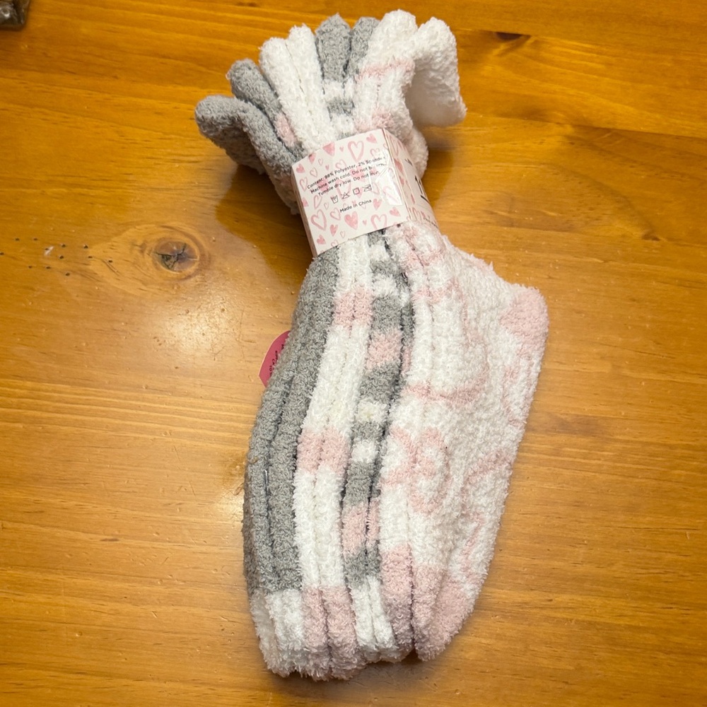 Rae Dunn Pink and Gray Heart Women's Socks - Picture 2 of 10